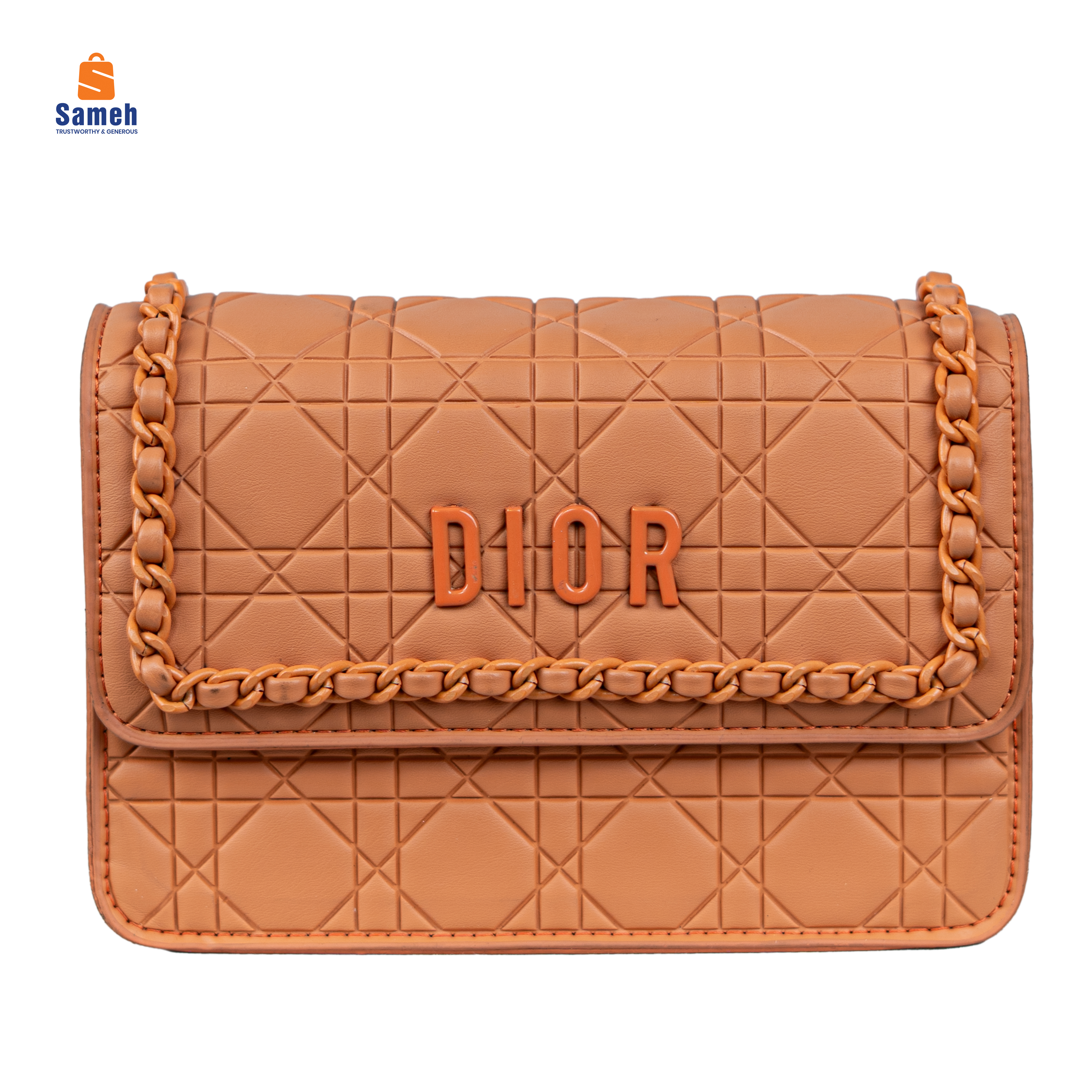 Bold Orange Quilted Flap Bag with Chain Strap