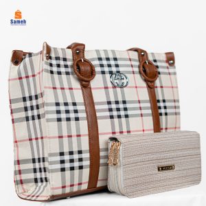Classic Plaid Tote and Matching Zippered Wallet Set