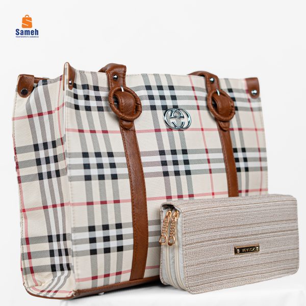 Classic Plaid Tote and Matching Zippered Wallet Set