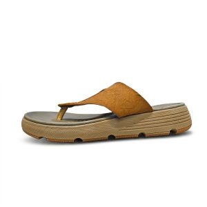 Leather Sandel Brown Casual Comfort Slipper for Men